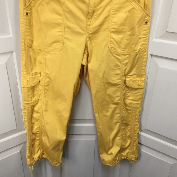 Style & Co Yellow Cargo Style Capris - Picture 3 of 15